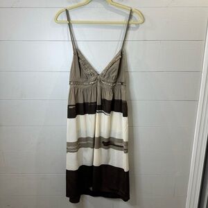Yaya Aflalo | Silk Sleeveless Boho V-Neck Dress Size Large